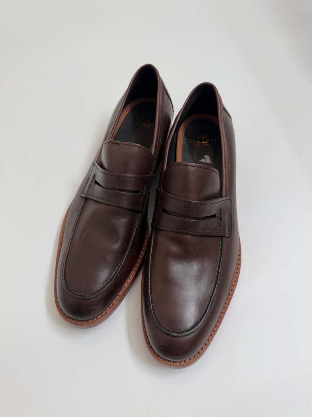 Coach Allen Men's Brown Leather Penny Loafers Size 9.5D Dress Slip On Old Money